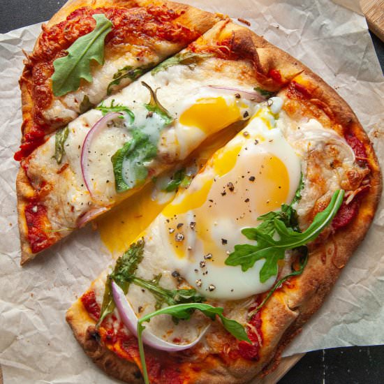 Vegetarian Naan Breakfast Pizza - Recipe photo by marleysmenu