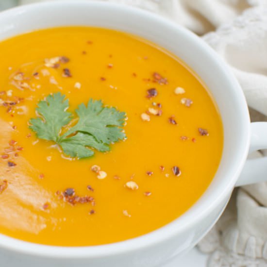 Coconut Curry Butternut Squash Soup - Recipe photo by fakeginger