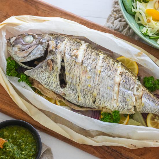 WHOLE FISH EN PAPILLOTE - Recipe photo by ATastyKitchen