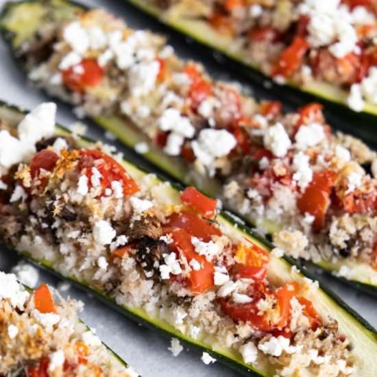 Vegetarian Stuffed Zucchini - Recipe photo by noshingwiththenolands