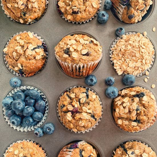 Blueberry Banana Oatmeal Muffins - Recipe photo by Theoregondietitian