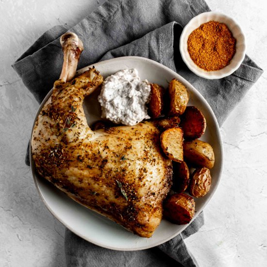 khmeli suneli roasted chicken - Recipe photo by whisked away kitchen