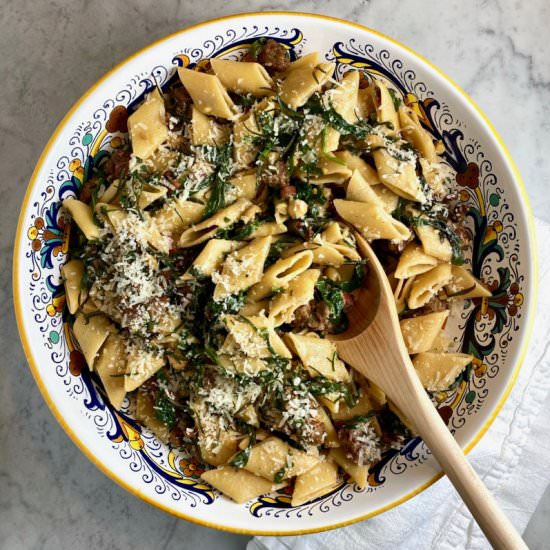 Sausage, Beans & Greens Pasta - Recipe photo by thebrookcook.wordpress.com