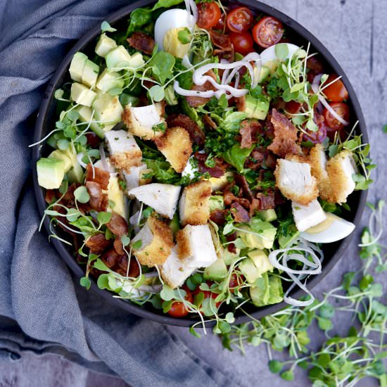 Crispy Chicken Cobb salad - Recipe photo by simmerandsauce