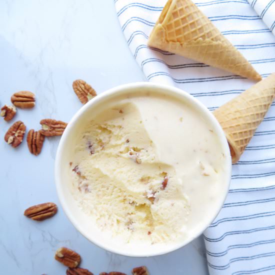 Homemade Butter Pecan Ice Cream - Recipe photo by themidwestkitchenblog