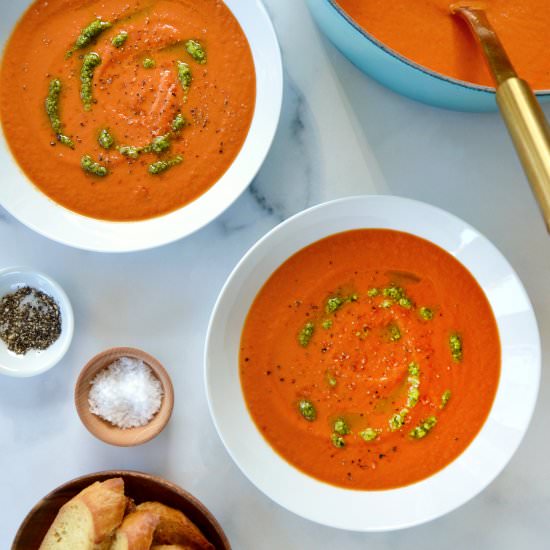 Creamy Homemade Tomato Soup - Recipe photo by justataste