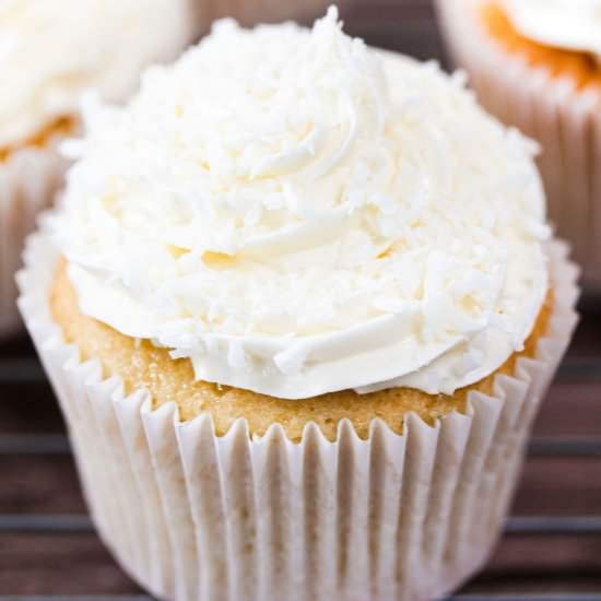Easy Coconut Rum Cupcakes - Recipe photo by Simshomekitchen