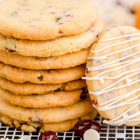 Cranberry Orange Shortbread Cookies - Recipe photo by thecaglediaries