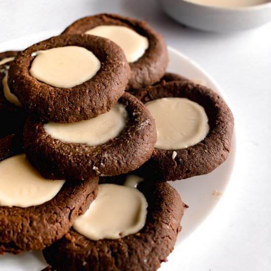 Chocolate Tahini Thumbprint Cookies - Recipe photo by Shambhavi-ThatBakeBlog