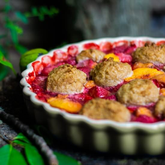 Strawberry and Peach Cobbler (GF) - Recipe photo by thelibrarykitchen