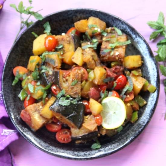 Curried Potatoes and Eggplants - Recipe photo by Spice Chronicles