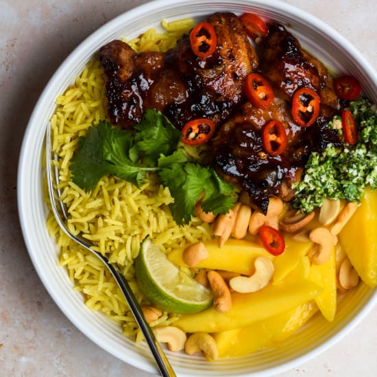 Mango Chutney Chicken Rice Bowls - Recipe photo by missrachelphipps