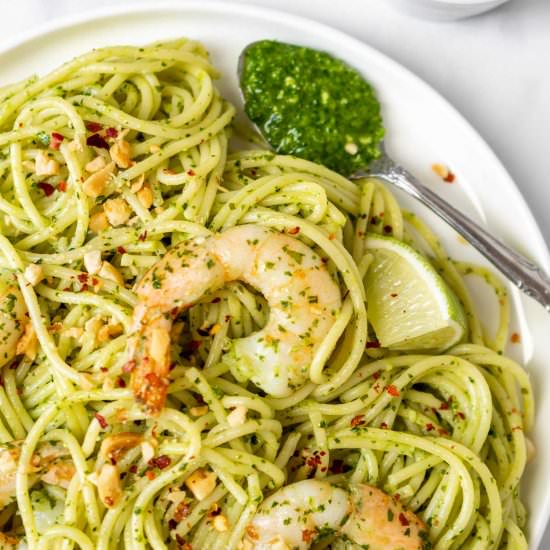 Cilantro Lime Pasta with Shrimp - Recipe photo by getonmyplate