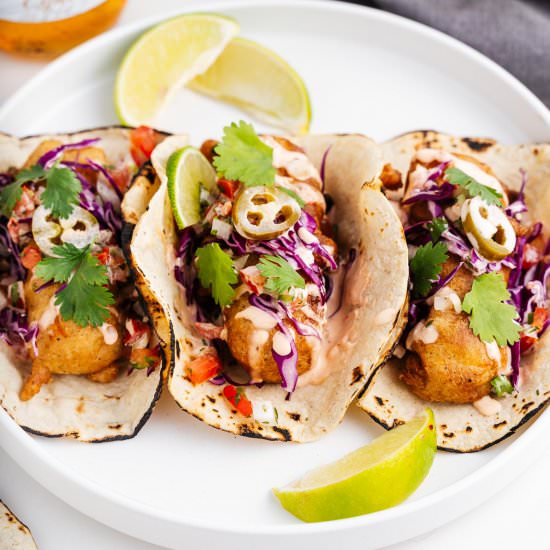 Vegan Ensenada-Style Fish Tacos - Recipe photo by brokebankvegan