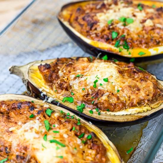 Keto Stuffed Eggplant Boats - Recipe photo by Lowcarb-nocarb
