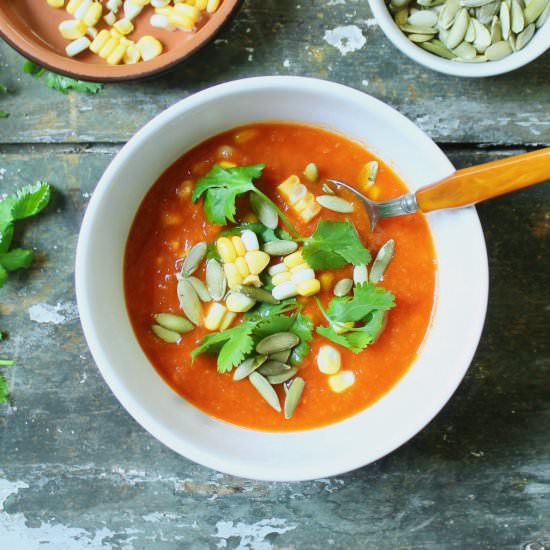 Smoky Tomato Corn Soup - Recipe photo by the good eats co