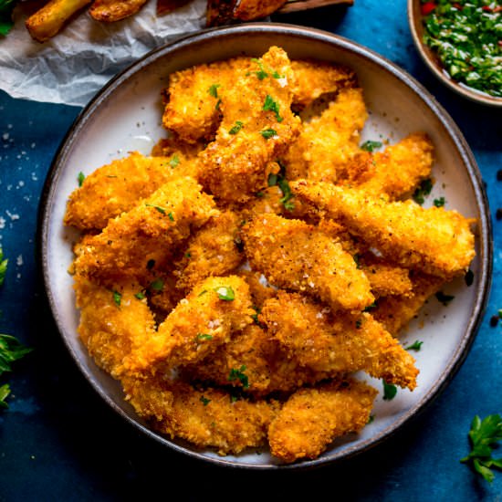 Baked Chicken Goujons - Recipe photo by KitchenSanctuary