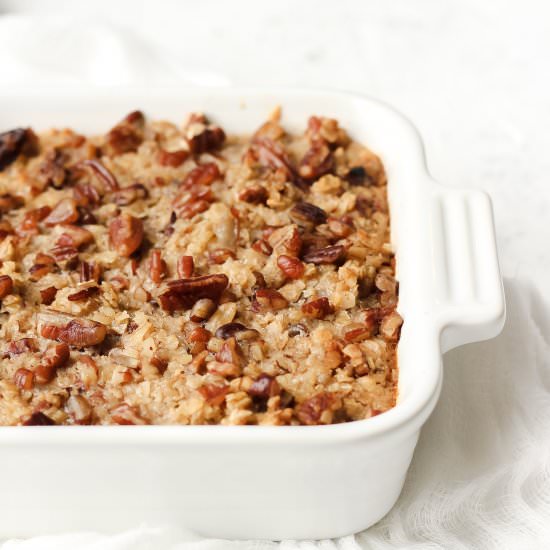 Pecan Pie Baked Oatmeal - Recipe photo by Butternut Lane