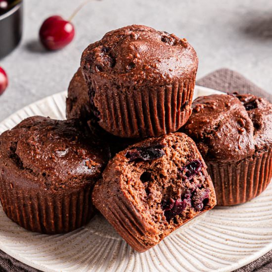 Chocolate Cherry Protein Muffins - Recipe photo by Tina FitDiary