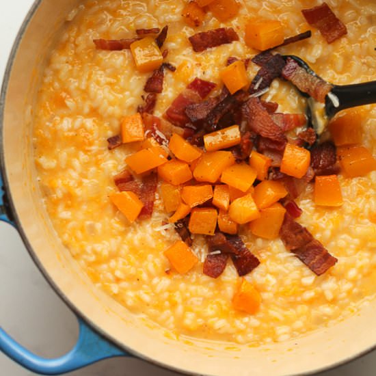 Butternut Squash and Bacon Risotto - Recipe photo by suebeehomemaker