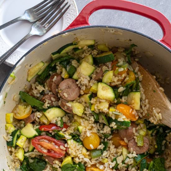 Brown Rice and Veggie Skillet - Recipe photo by Aredspatula