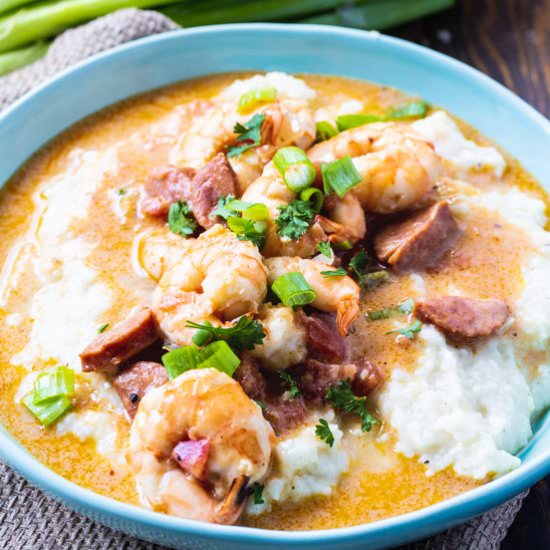 Smothered Shrimp and Grits - Recipe photo by spicysouthernkitchen
