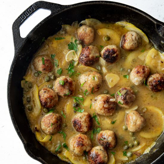 Chicken Piccata Meatballs - Recipe photo by InquiringChef