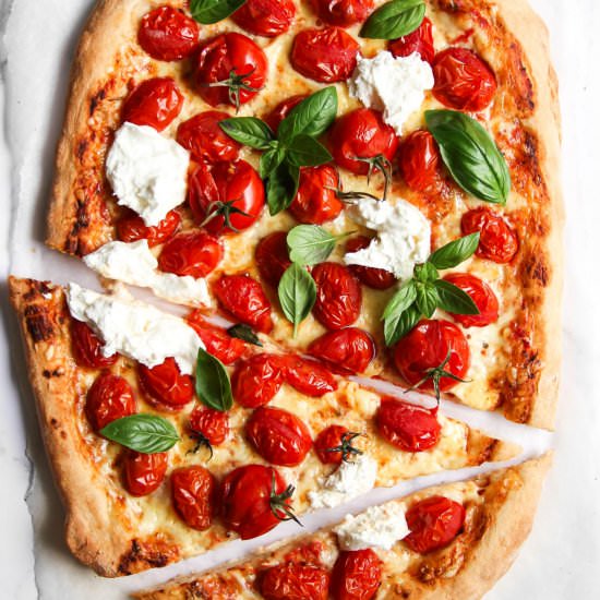 Burst Cherry Tomato Pizza - Recipe photo by carbgirl