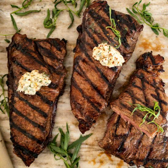 Strip Steak with Tarragon Butter - Recipe photo by ThePypersKitchen
