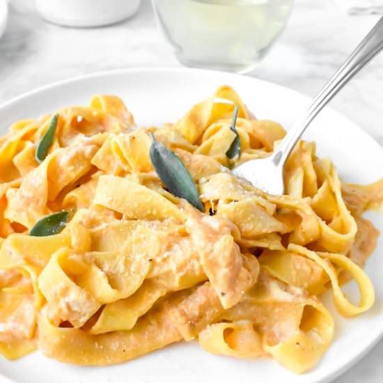 Pumpkin Fettuccine Alfredo - Recipe photo by Herbs and Flour