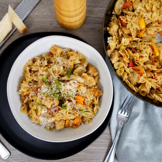 Chicken and Mini Bowtie Pasta Bowl - Recipe photo by Thyme of Season