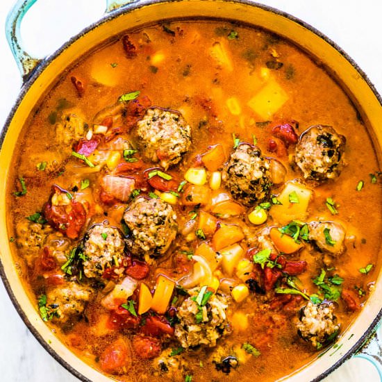 Mexican Meatball Soup - Recipe photo by The Endless Meal