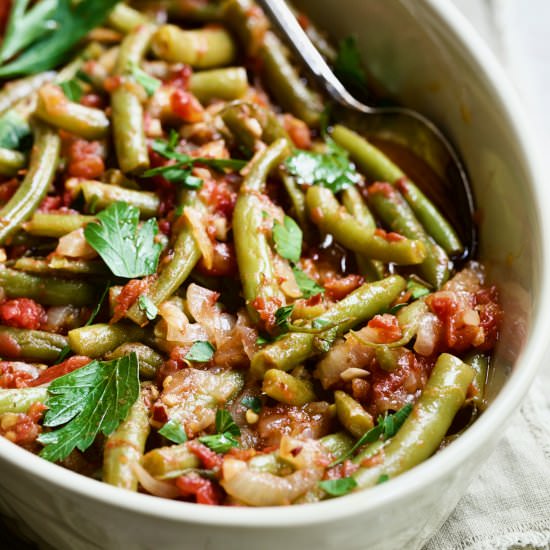 Mediterranean Braised Green Beans - Recipe photo by fromachefskitchen