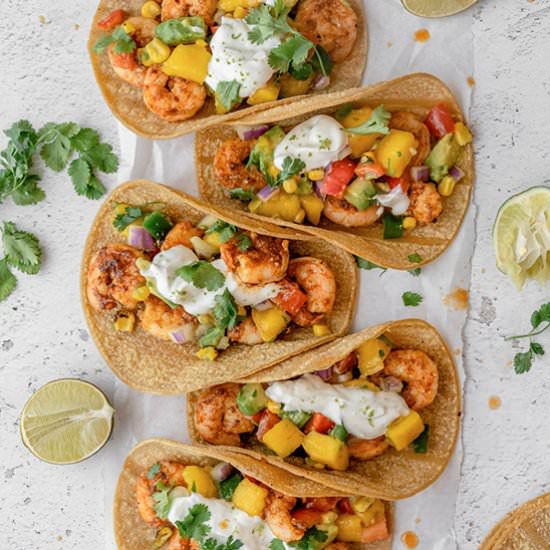 Shrimp Tacos with Mango Salsa - Recipe photo by balancewithjess