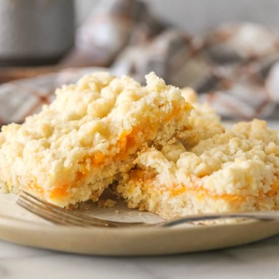 Peach Crumb Bars - Recipe photo by lovelylittlekitchen