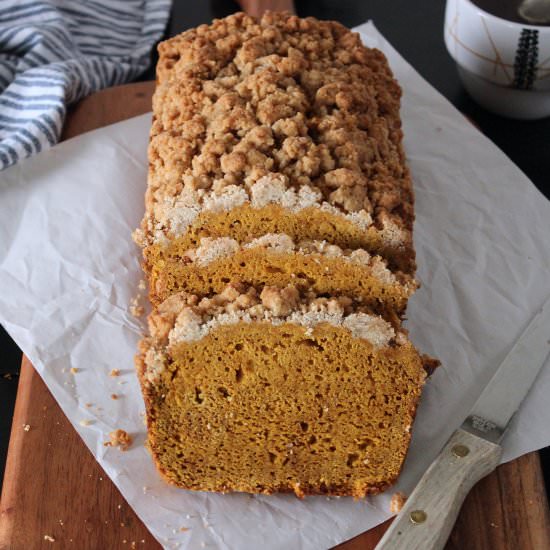Gluten Free Pumpkin Loaf w/Streusel - Recipe photo by savorytosweetfood