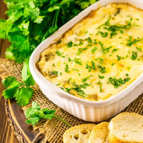 Hatch Green Chile Dip - Recipe photo by Burrata and Bubbles