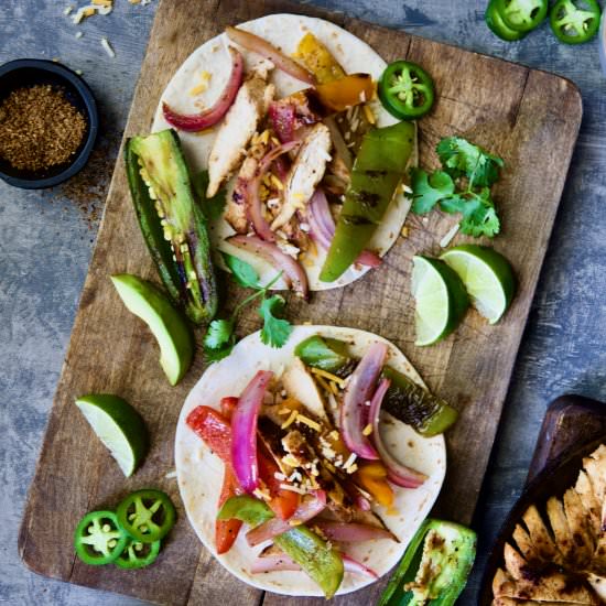 Tajin-Seasoned Chicken Fajitas - Recipe photo by fromachefskitchen