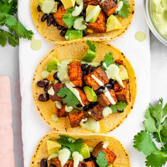 Sweet Potato Black Bean Tacos - Recipe photo by tastythriftytimely