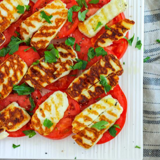 Grilled Halloumi Salad with Parsley - Recipe photo by eatsbyapril