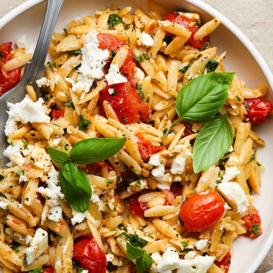Roasted Tomato, Feta & Herb Orzo - Recipe photo by lindseyeatsla