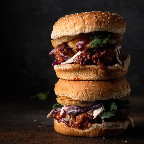 Pineapple BBQ Seitan Sandwich - Recipe photo by Liv Vegan Strong
