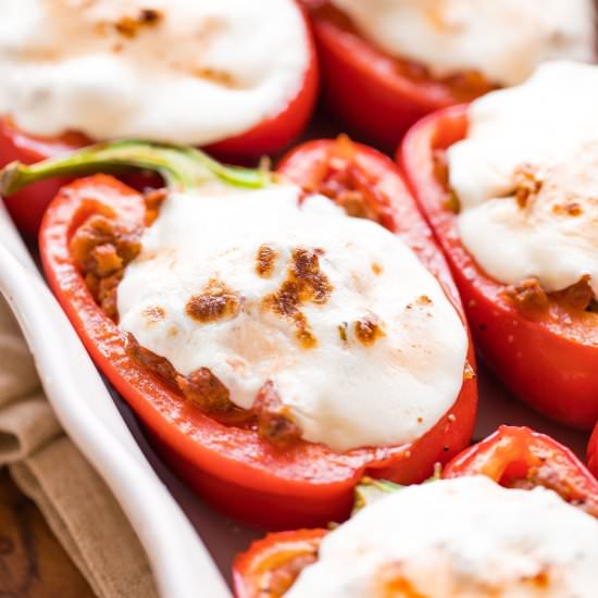 Italian Stuffed Peppers (Pizza) - Recipe photo by Two Healthy Kitchens