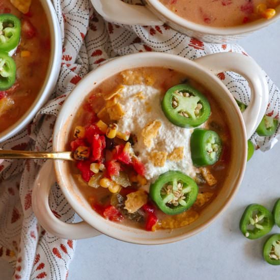 Slow Cooker Vegan Taco Soup - Recipe photo by The Fresh Fig