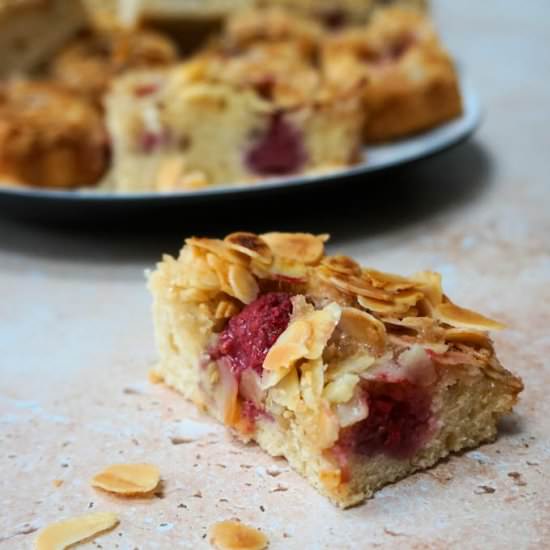raspberry almond slice - Recipe photo by Cuisine Fiend