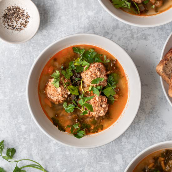 Romanian Turkey Meatball Soup - Recipe photo by Searchingforspice