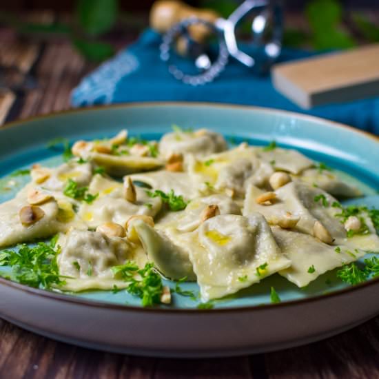 Mushroom Agnolotti with Truffle Oil - Recipe photo by somebodyfeedseb