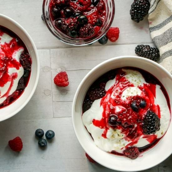 Greek Yogurt with Warm Berry Sauce - Recipe photo by healthy_sprinkles