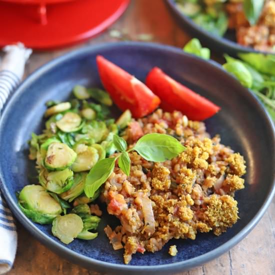 Baked farro with tomatoes and herbs - Recipe photo by cadryskitchen