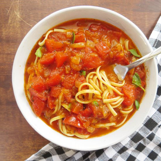 Tomato Sauce with Fresh Tomatoes - Recipe photo by themidwestkitchenblog